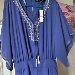 NWT-WHBM- Blue Romper with Embroidery